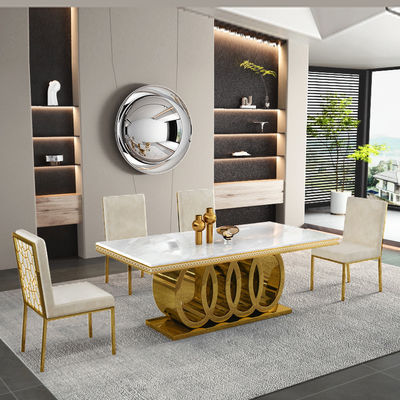 Rechteckiger Edelstahl übergroßer Esstisch Sitzplatz 4-8