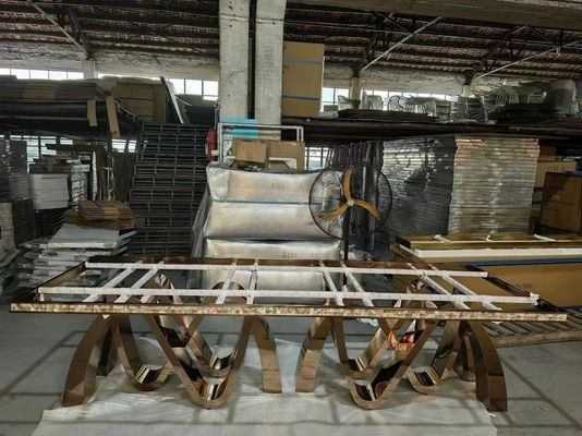 kaufen Luxuriöser, kundenspezifischer, aus Edelstahl gefertigter Sockel, gefälschte Marmor-Esstisch, für Privat- und Gewerbezwecke online manufacture