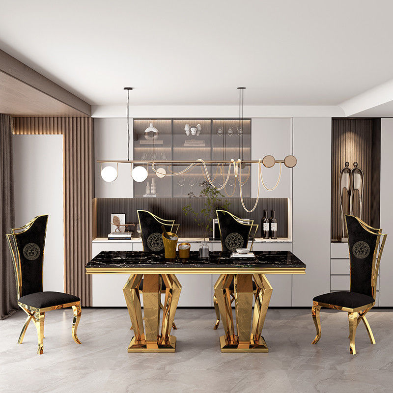 Exquisite Edelstahl Marmor Esstisch für High-End Dekor
