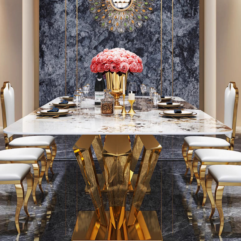 Exquisite Edelstahl Marmor Esstisch für High-End Dekor
