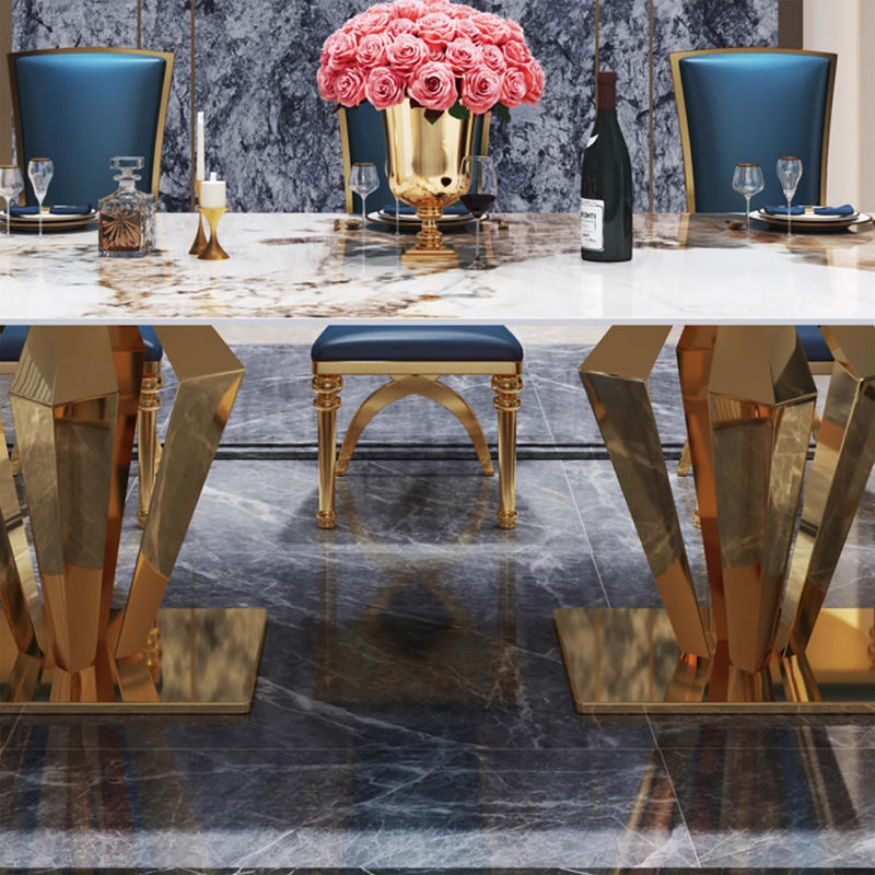 Exquisite Edelstahl Marmor Esstisch für High-End Dekor