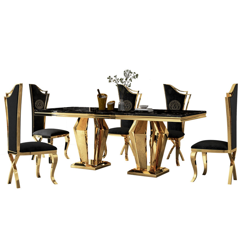Exquisite Edelstahl Marmor Esstisch für High-End Dekor